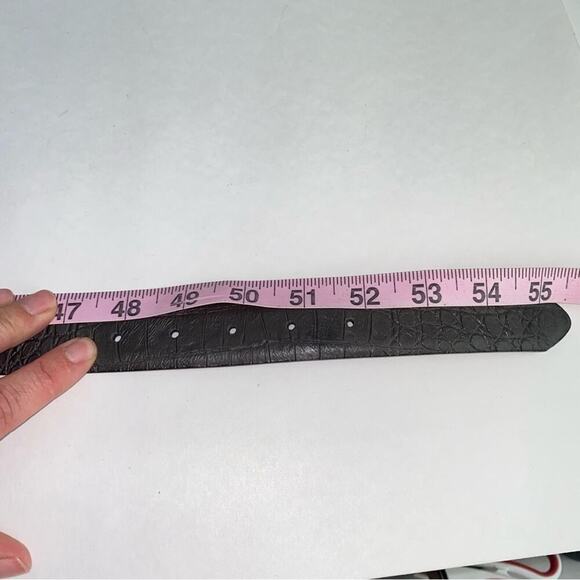 Gray Leather Mens Dress Belt Moc Croc Reptile Print Crocodile Embossed Size 52 - Picture 8 of 8